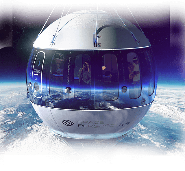 A space capsule floating above Earth.